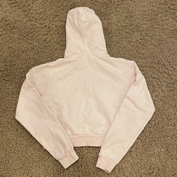 John Galt/Brandy Melville Light/Pastel Pink Crystal Cropped Zip-Up Hoodie - Picture 4 of 6